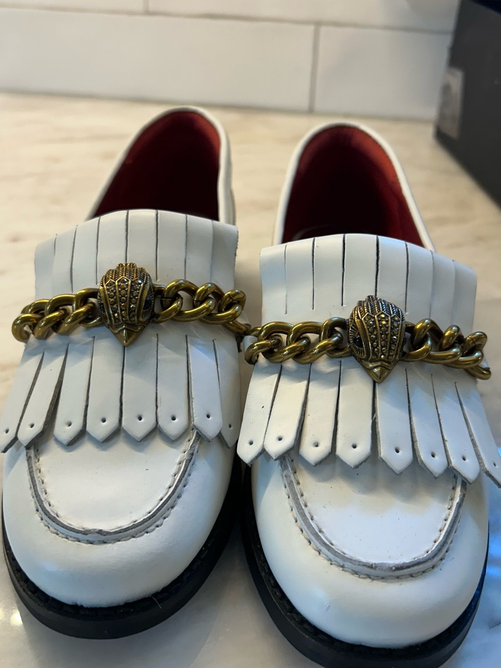 Loafers with Gold Chain Accent